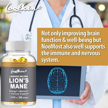 Lion'S Mane Mushroom Capsules - Enhance the Immune System, Improve Memory, Protect Brain Nerves, Relieve Stress