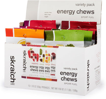 Skratch Labs Energy Chews | Gummies for Running, Cycling, and Sports Preformance | Gel Alternative | Variety Pack (10 Pack) | Gluten Free, Vegan
