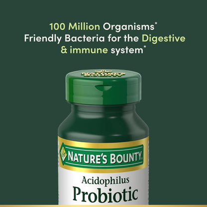 Nature'S Bounty Lactobacillus Acidophilus Probiotic Supplement - Daily Probiotic for Women/Men Digestive Health, 100 Million Organisms, Vegetarian, 1 Serving per Day, 120 Tablets