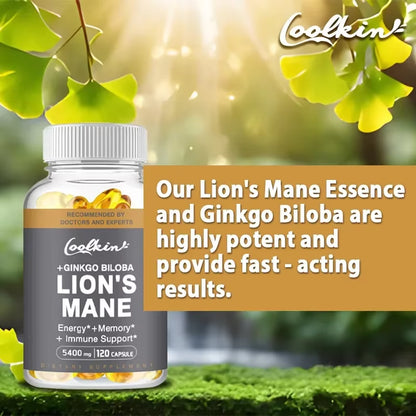 Lion'S Mane Mushroom Capsules - Enhance the Immune System, Improve Memory, Protect Brain Nerves, Relieve Stress