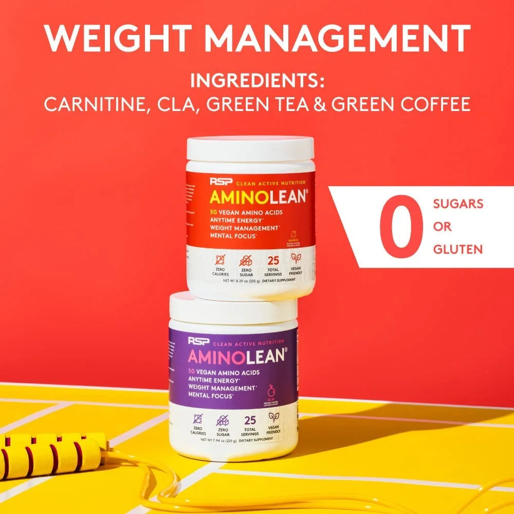 Vegan Aminolean Pre Workout Powder with Bcaas, Natural Amino Energy for Lean Muscle, Mango Flavor, 25 Servings