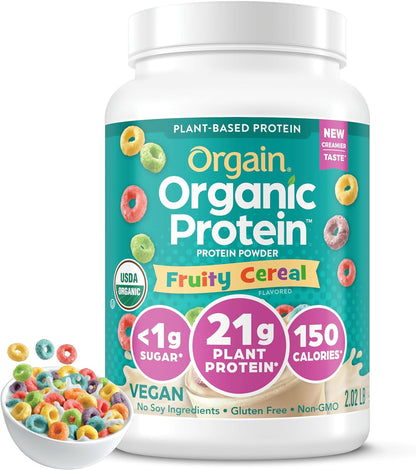 Orgain Organic Vegan Protein Powder, Natural Unsweetened - 21G of Plant Protein, 4G Prebiotic Fiber, Low Net Carbs, No Lactose Ingredients, No Added Sugar, Non-Gmo, for Shakes & Smoothies, 1.59 Lb