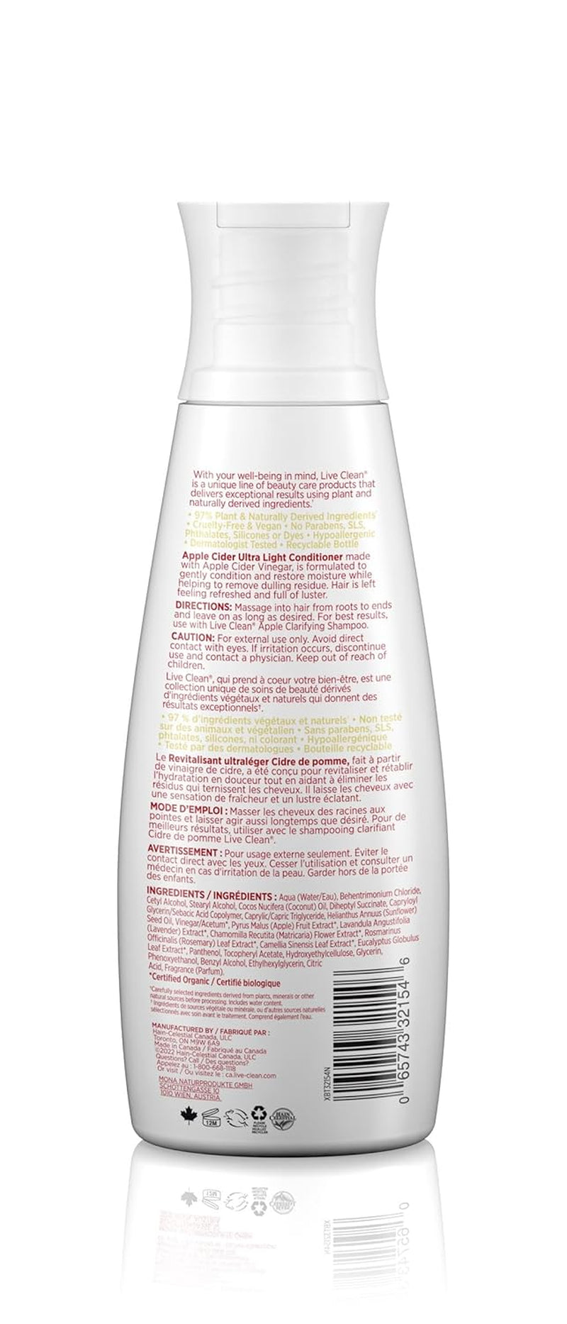 Live Clean Conditioner, Ultra Light Apple Cider, 12 Oz