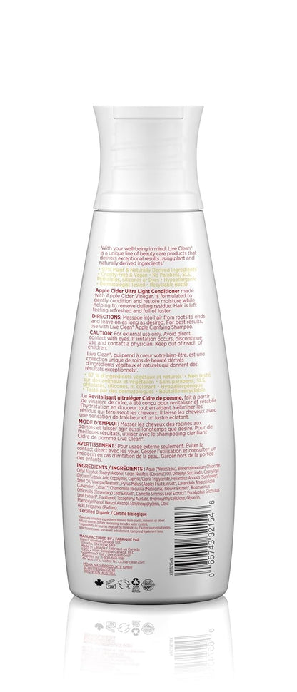 Live Clean Conditioner, Ultra Light Apple Cider, 12 Oz