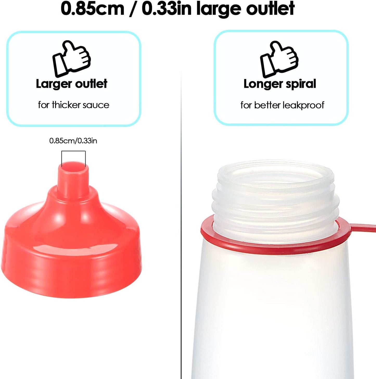 Condiment Squeeze Bottle for Sauces Wide Mouth, Plastic Squeeze Bottles for Condiments, Paint, Ketchup, Mustard, Oil, Resin, Baking, Cake Decorating, Cleaning, BPA Free-Food Grade (10 Oz., 2, Count)