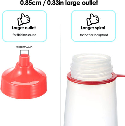 Condiment Squeeze Bottle for Sauces Wide Mouth, Plastic Squeeze Bottles for Condiments, Paint, Ketchup, Mustard, Oil, Resin, Baking, Cake Decorating, Cleaning, BPA Free-Food Grade (10 Oz., 2, Count)