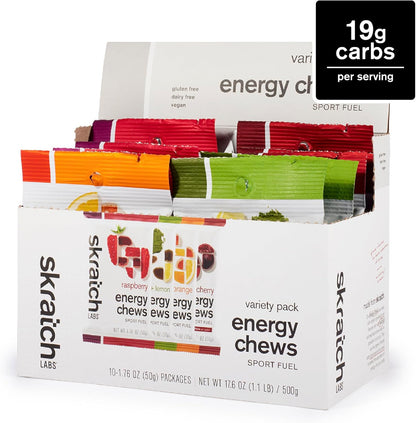 Skratch Labs Energy Chews | Gummies for Running, Cycling, and Sports Preformance | Gel Alternative | Variety Pack (10 Pack) | Gluten Free, Vegan