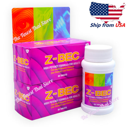 Z-BEC Multivitamins Zinc & B Complex High Potency Formula 60 Tablets X 2 Bottles